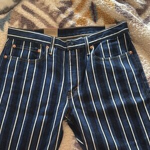Levi Striped Blue and White Slim Taper Jean